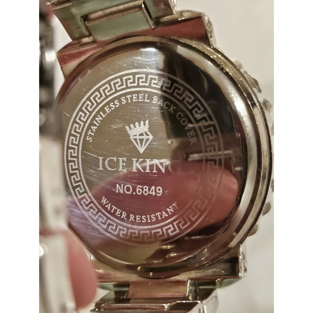 Ice King Quartz Watch Silver Tone Stainless Steel Checkered‎ Dial Mens